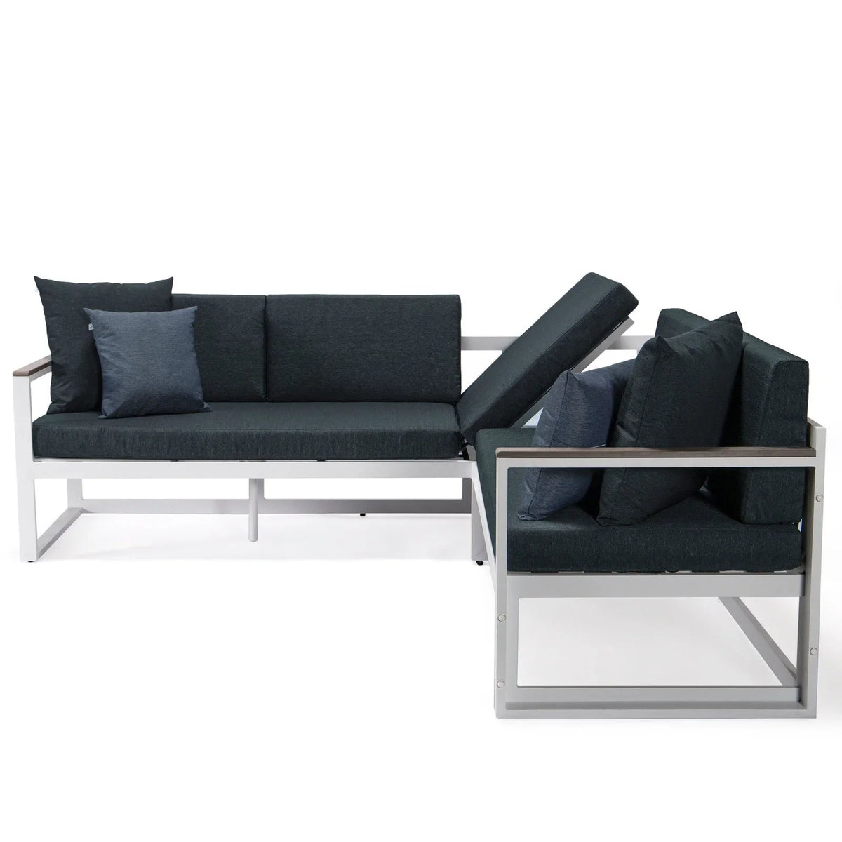 Chelsea White Sectional With Adjustable Headrest & Coffee Table With Two Tone Cushions - Elax Furniture