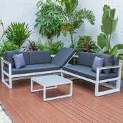 Chelsea White Sectional With Adjustable Headrest & Coffee Table With Two Tone Cushions - Elax Furniture