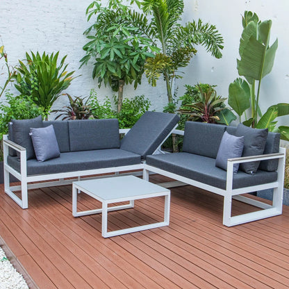 Chelsea White Sectional With Adjustable Headrest & Coffee Table With Two Tone Cushions - Elax Furniture