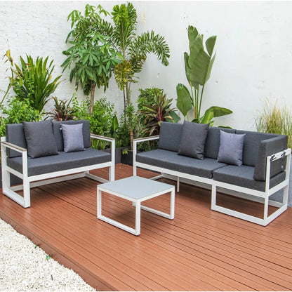 Chelsea White Sectional With Adjustable Headrest & Coffee Table With Two Tone Cushions - Elax Furniture