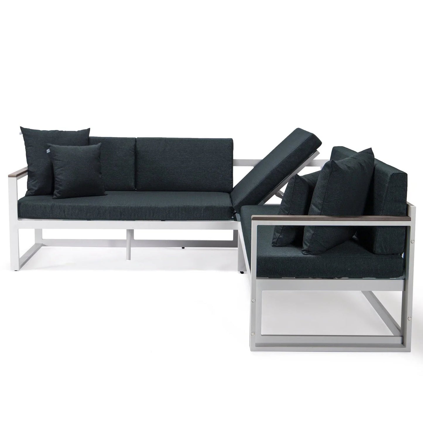 Chelsea White Sectional With Adjustable Headrest & Coffee Table With Cushions - Elax Furniture