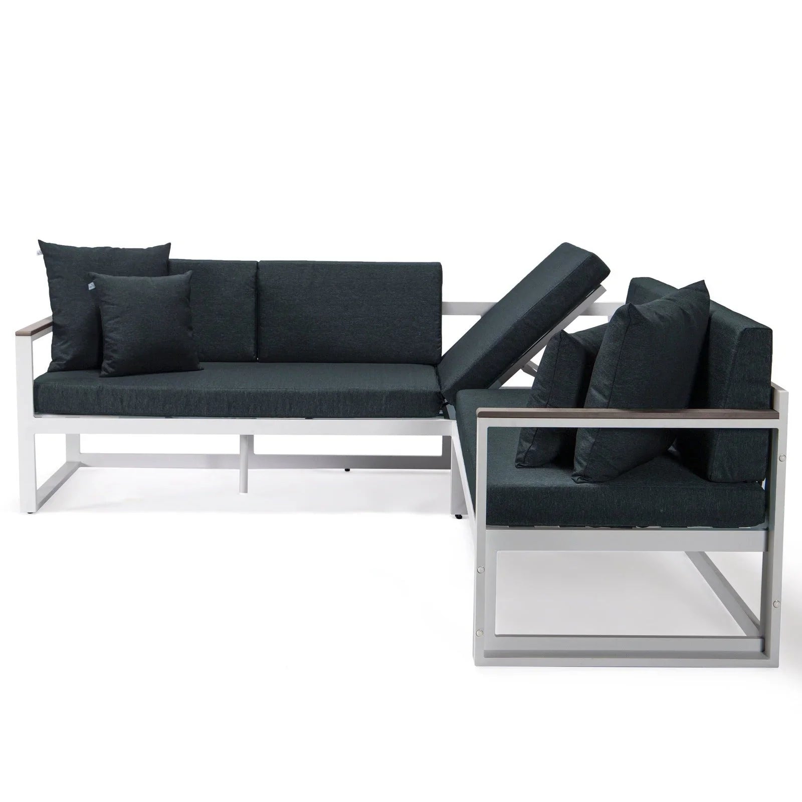 Chelsea White Sectional With Adjustable Headrest & Coffee Table With Cushions - Elax Furniture
