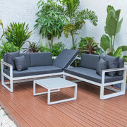 Chelsea White Sectional With Adjustable Headrest & Coffee Table With Cushions - Elax Furniture