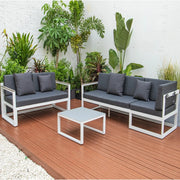Chelsea White Sectional With Adjustable Headrest & Coffee Table With Cushions - Elax Furniture