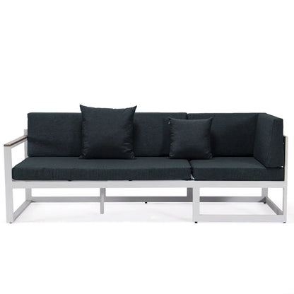 Chelsea White Sectional With Adjustable Headrest & Coffee Table With Cushions - Elax Furniture