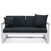 Chelsea White Sectional With Adjustable Headrest & Coffee Table With Cushions - Elax Furniture