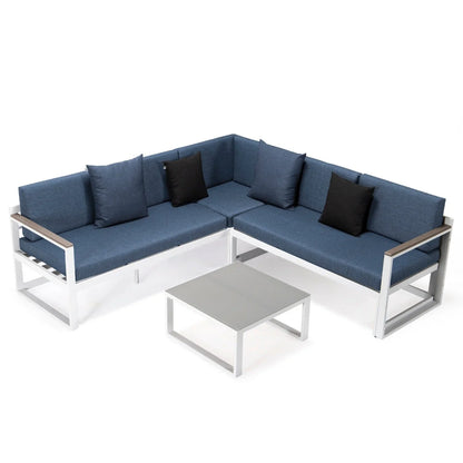 Chelsea White Sectional With Adjustable Headrest & Coffee Table With Two Tone Cushions - Elax Furniture