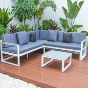 Chelsea White Sectional With Adjustable Headrest & Coffee Table With Two Tone Cushions - Elax Furniture