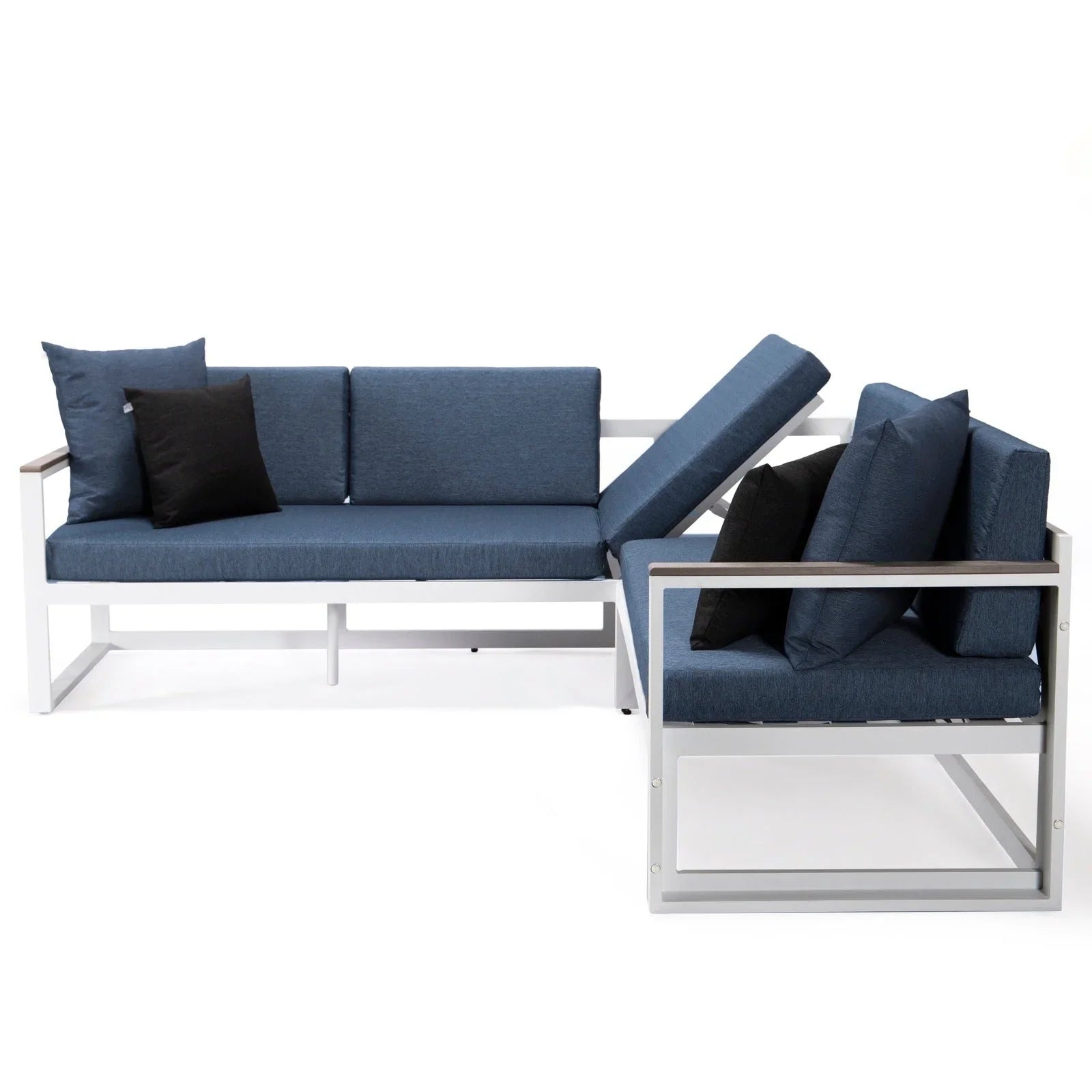 Chelsea White Sectional With Adjustable Headrest & Coffee Table With Two Tone Cushions - Elax Furniture