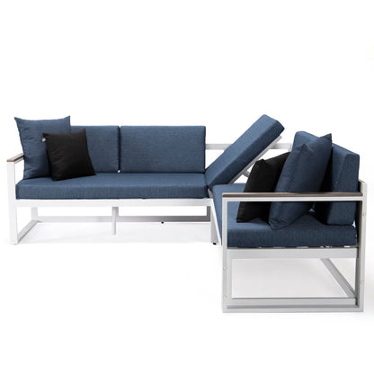 Chelsea White Sectional With Adjustable Headrest & Coffee Table With Two Tone Cushions - Elax Furniture
