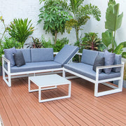 Chelsea White Sectional With Adjustable Headrest & Coffee Table With Two Tone Cushions - Elax Furniture