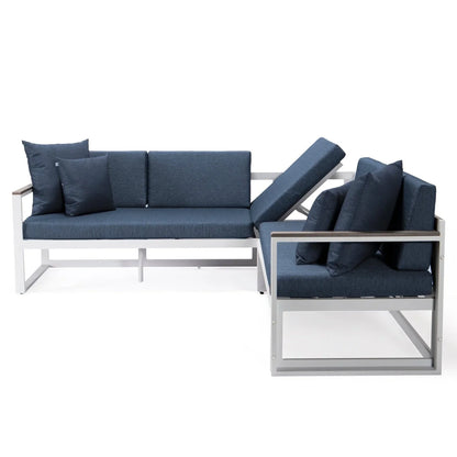 Chelsea White Sectional With Adjustable Headrest & Coffee Table With Cushions - Elax Furniture