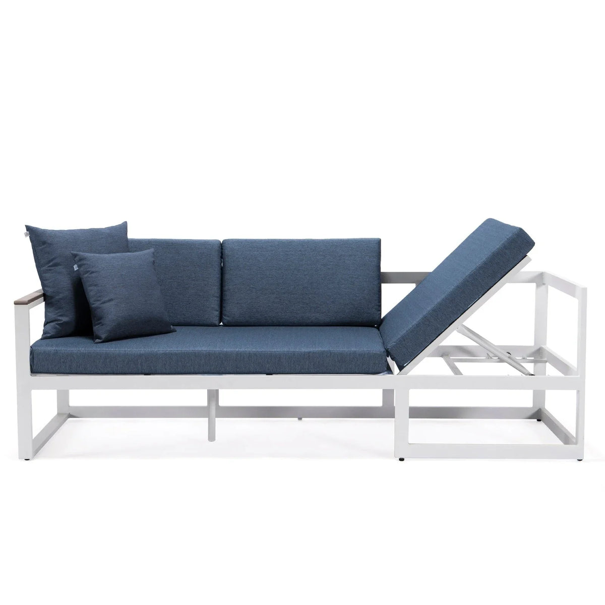 Chelsea White Sectional With Adjustable Headrest & Coffee Table With Cushions - Elax Furniture