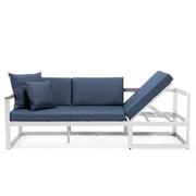 Chelsea White Sectional With Adjustable Headrest & Coffee Table With Cushions - Elax Furniture