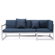 Chelsea White Sectional With Adjustable Headrest & Coffee Table With Cushions - Elax Furniture