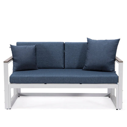 Chelsea White Sectional With Adjustable Headrest & Coffee Table With Cushions - Elax Furniture