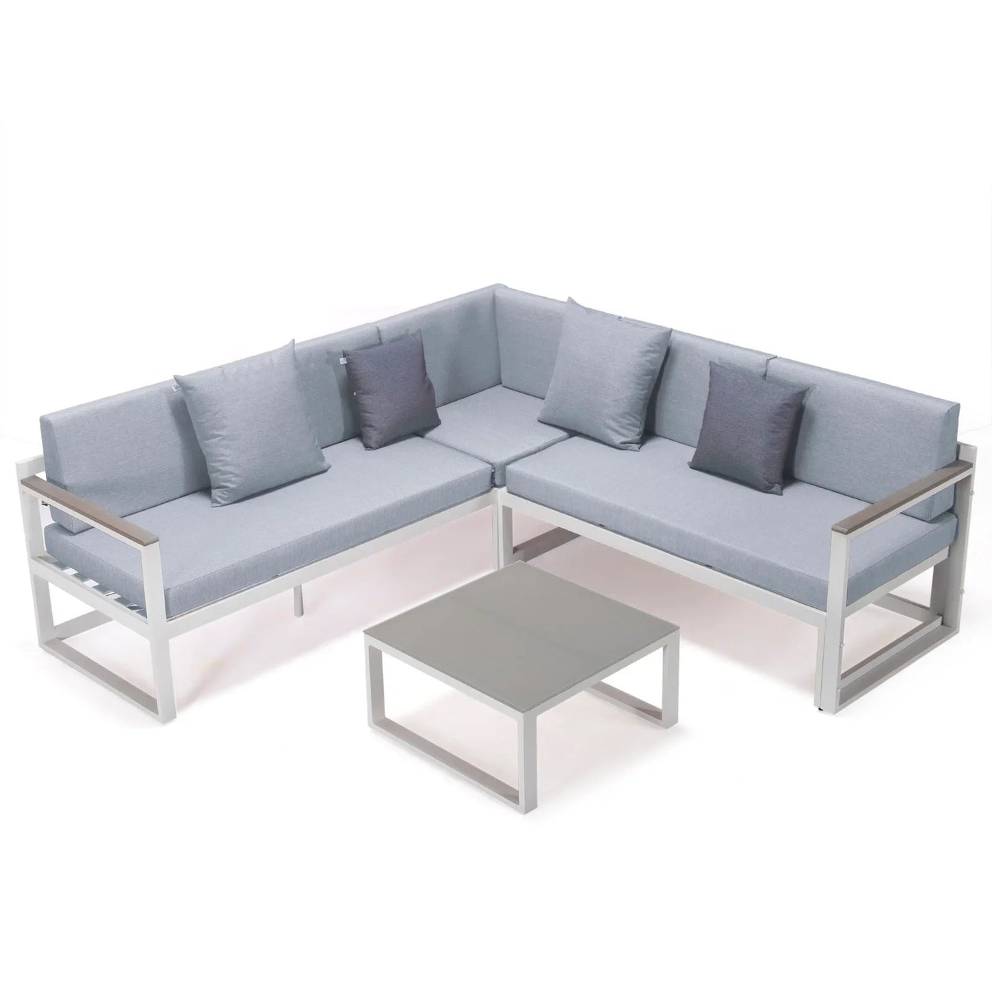 Chelsea White Sectional With Adjustable Headrest & Coffee Table With Two Tone Cushions - Elax Furniture