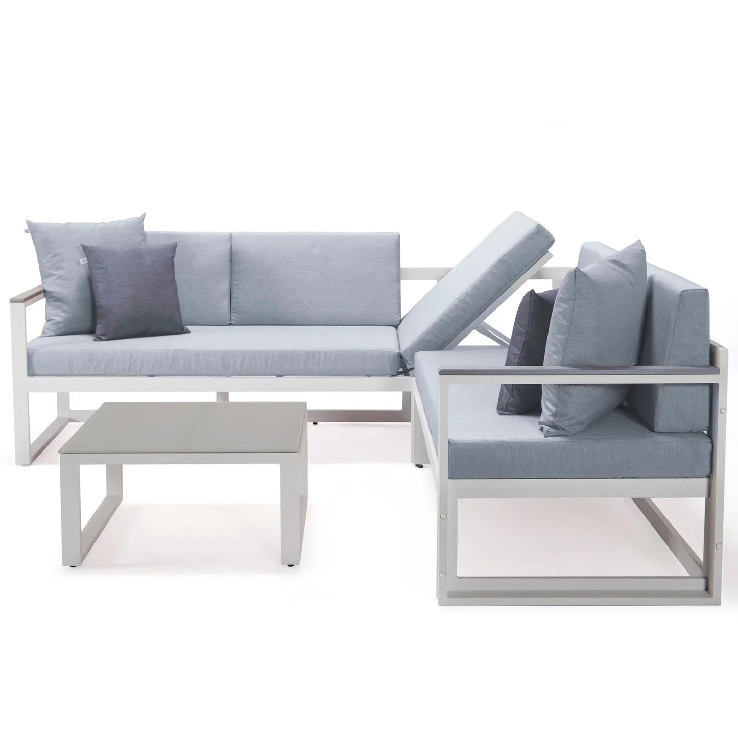 Chelsea White Sectional With Adjustable Headrest & Coffee Table With Two Tone Cushions - Elax Furniture