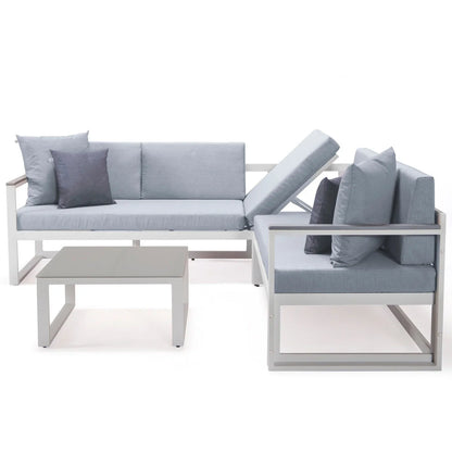Chelsea White Sectional With Adjustable Headrest & Coffee Table With Two Tone Cushions - Elax Furniture