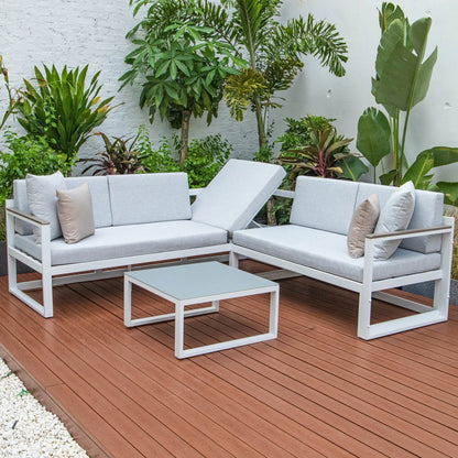 Chelsea White Sectional With Adjustable Headrest & Coffee Table With Two Tone Cushions - Elax Furniture