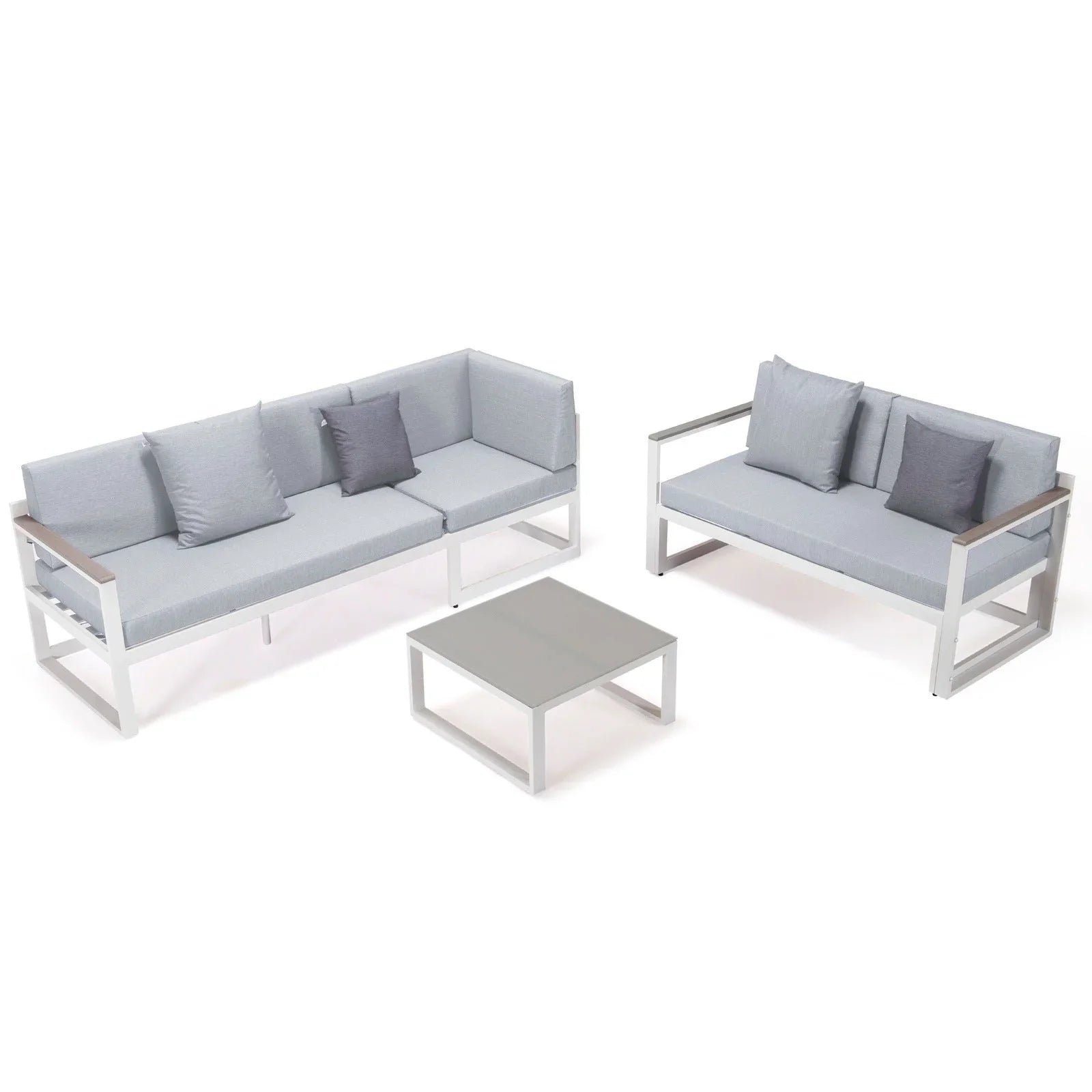Chelsea White Sectional With Adjustable Headrest & Coffee Table With Two Tone Cushions - Elax Furniture