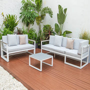 Chelsea White Sectional With Adjustable Headrest & Coffee Table With Two Tone Cushions - Elax Furniture