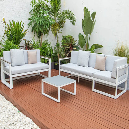 Chelsea White Sectional With Adjustable Headrest & Coffee Table With Two Tone Cushions - Elax Furniture