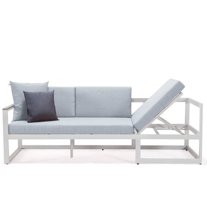 Chelsea White Sectional With Adjustable Headrest & Coffee Table With Two Tone Cushions - Elax Furniture