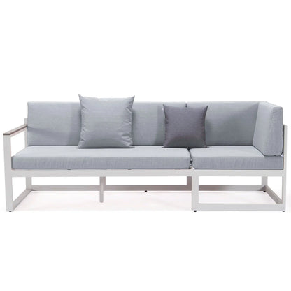 Chelsea White Sectional With Adjustable Headrest & Coffee Table With Two Tone Cushions - Elax Furniture