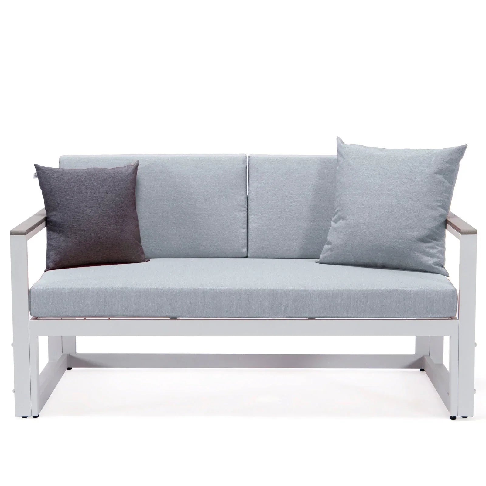 Chelsea White Sectional With Adjustable Headrest & Coffee Table With Two Tone Cushions - Elax Furniture