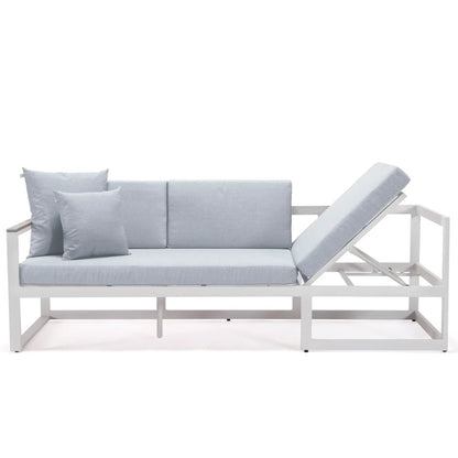 Chelsea White Sectional With Adjustable Headrest & Coffee Table With Cushions - Elax Furniture
