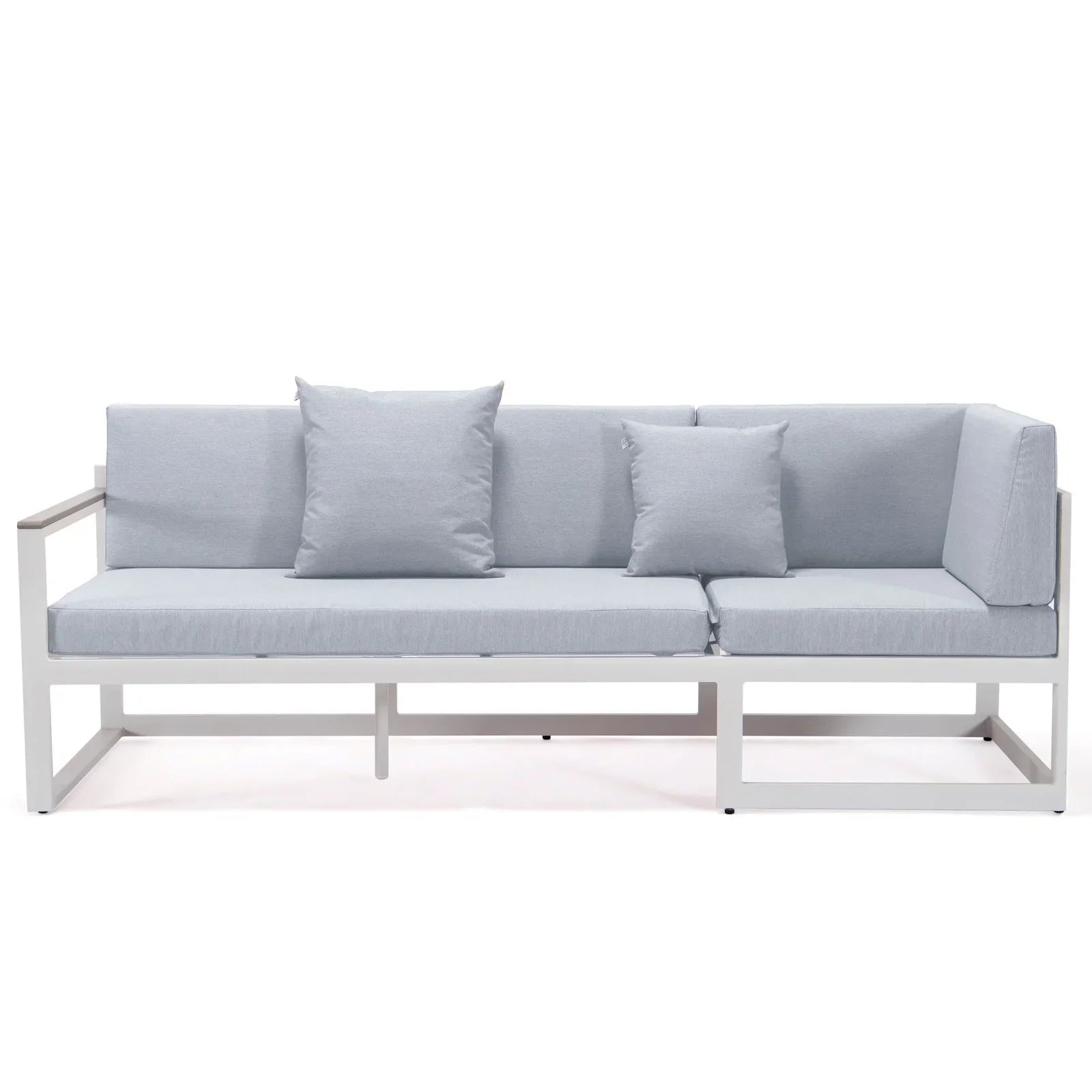 Chelsea White Sectional With Adjustable Headrest & Coffee Table With Cushions - Elax Furniture