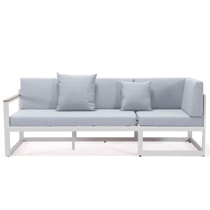 Chelsea White Sectional With Adjustable Headrest & Coffee Table With Cushions - Elax Furniture