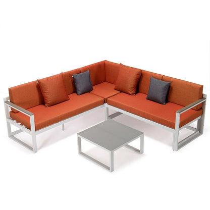 Chelsea White Sectional With Adjustable Headrest & Coffee Table With Two Tone Cushions - Elax Furniture