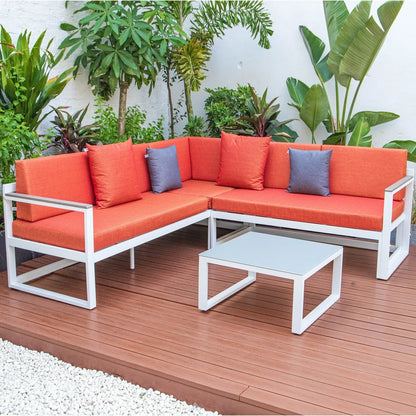 Chelsea White Sectional With Adjustable Headrest & Coffee Table With Two Tone Cushions - Elax Furniture