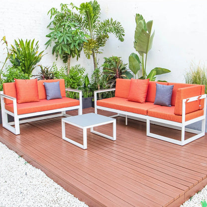 Chelsea White Sectional With Adjustable Headrest & Coffee Table With Two Tone Cushions - Elax Furniture