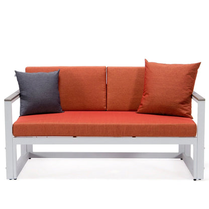 Chelsea White Sectional With Adjustable Headrest & Coffee Table With Two Tone Cushions - Elax Furniture