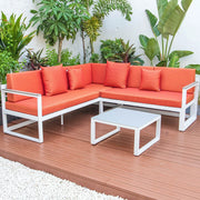 Chelsea White Sectional With Adjustable Headrest & Coffee Table With Cushions - Elax Furniture