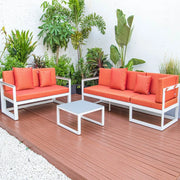 Chelsea White Sectional With Adjustable Headrest & Coffee Table With Cushions - Elax Furniture