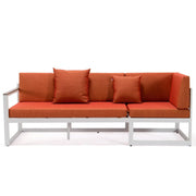 Chelsea White Sectional With Adjustable Headrest & Coffee Table With Cushions - Elax Furniture