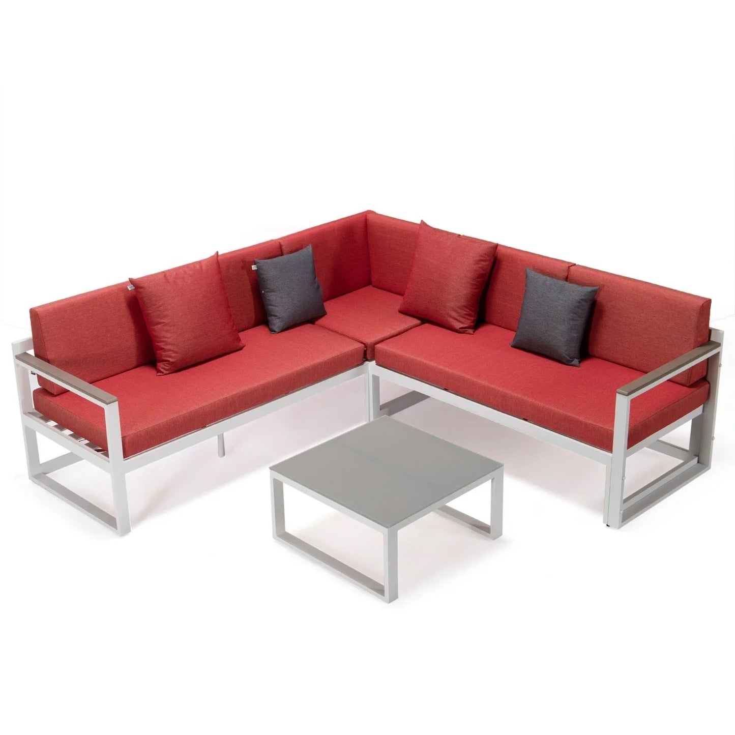 Chelsea White Sectional With Adjustable Headrest & Coffee Table With Two Tone Cushions - Elax Furniture