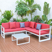 Chelsea White Sectional With Adjustable Headrest & Coffee Table With Two Tone Cushions - Elax Furniture