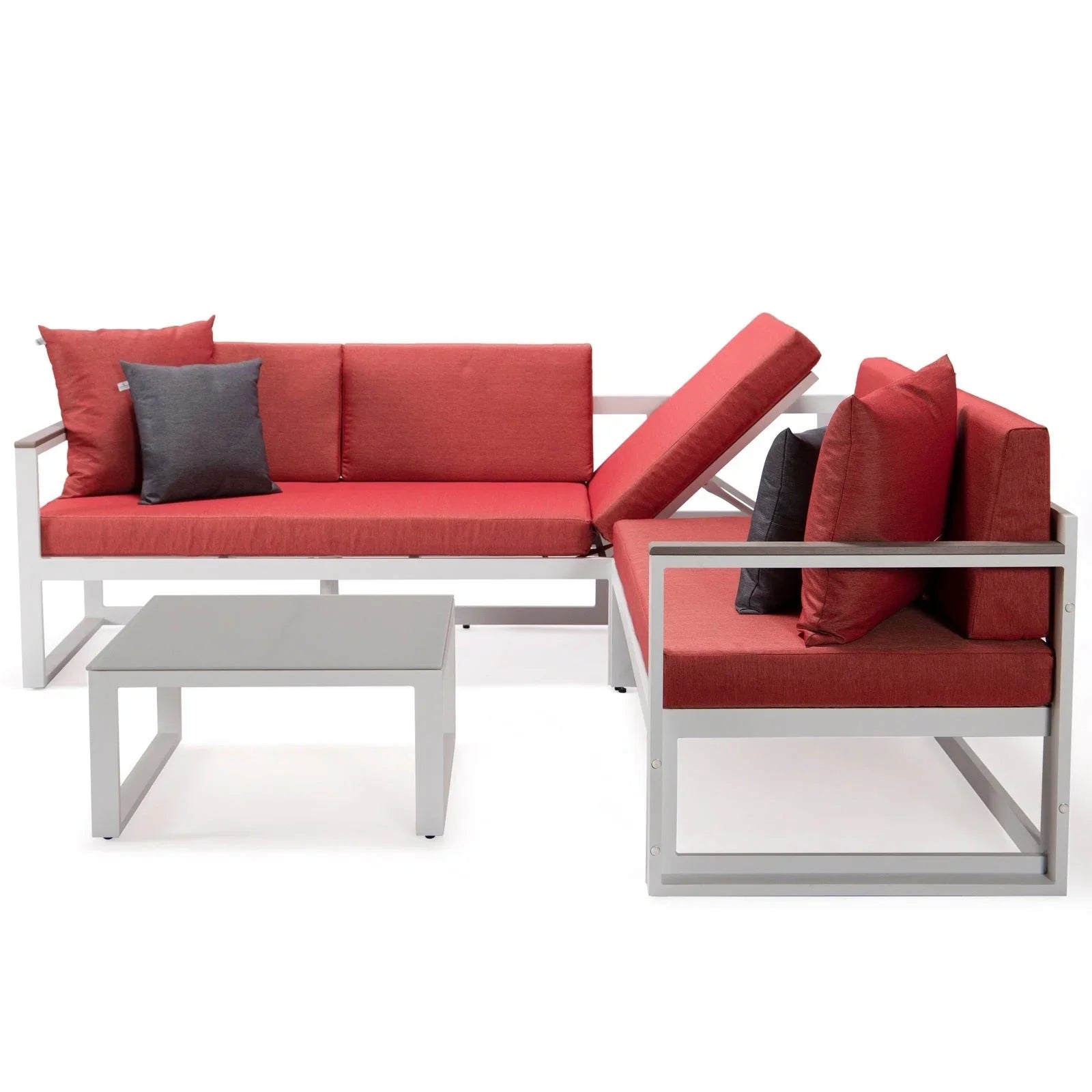 Chelsea White Sectional With Adjustable Headrest & Coffee Table With Two Tone Cushions - Elax Furniture