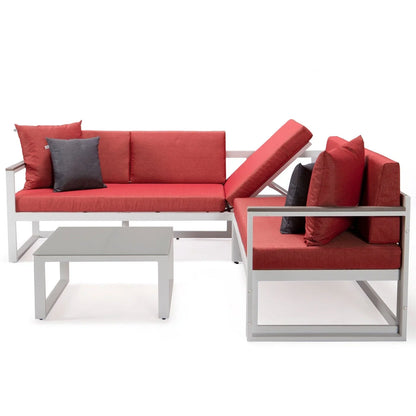 Chelsea White Sectional With Adjustable Headrest & Coffee Table With Two Tone Cushions - Elax Furniture