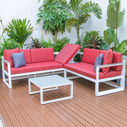 Chelsea White Sectional With Adjustable Headrest & Coffee Table With Two Tone Cushions - Elax Furniture