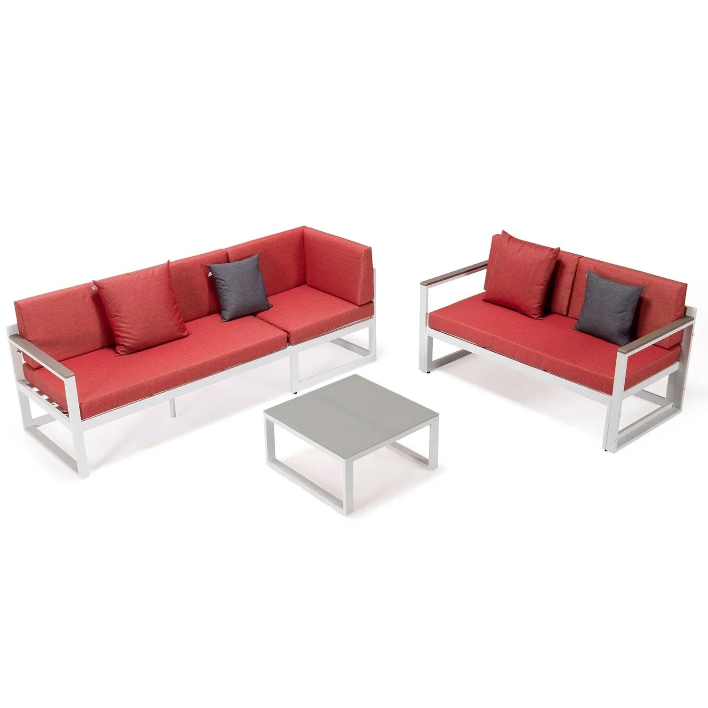 Chelsea White Sectional With Adjustable Headrest & Coffee Table With Two Tone Cushions - Elax Furniture