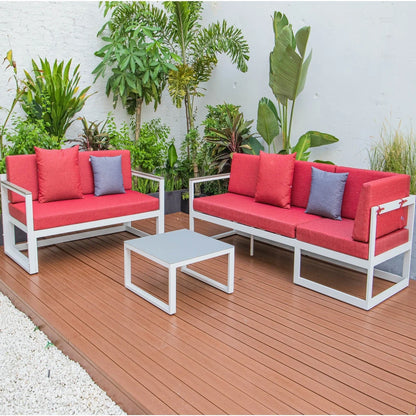 Chelsea White Sectional With Adjustable Headrest & Coffee Table With Two Tone Cushions - Elax Furniture