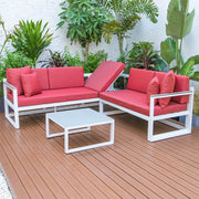 Chelsea White Sectional With Adjustable Headrest & Coffee Table With Cushions - Elax Furniture