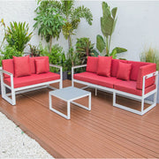 Chelsea White Sectional With Adjustable Headrest & Coffee Table With Cushions - Elax Furniture