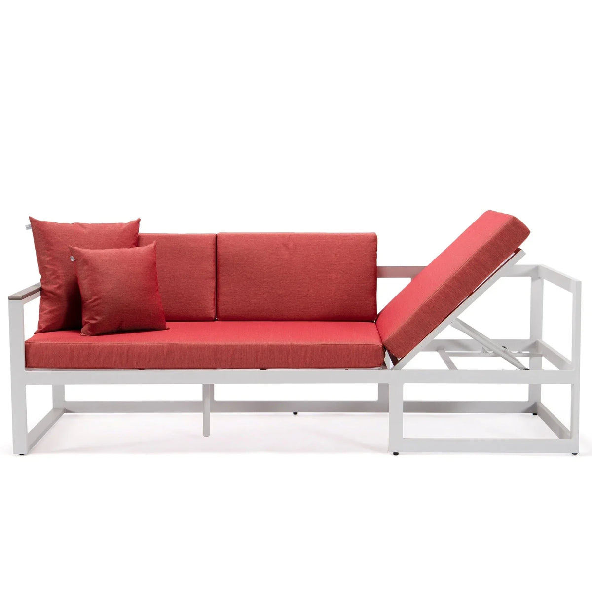 Chelsea White Sectional With Adjustable Headrest & Coffee Table With Cushions - Elax Furniture